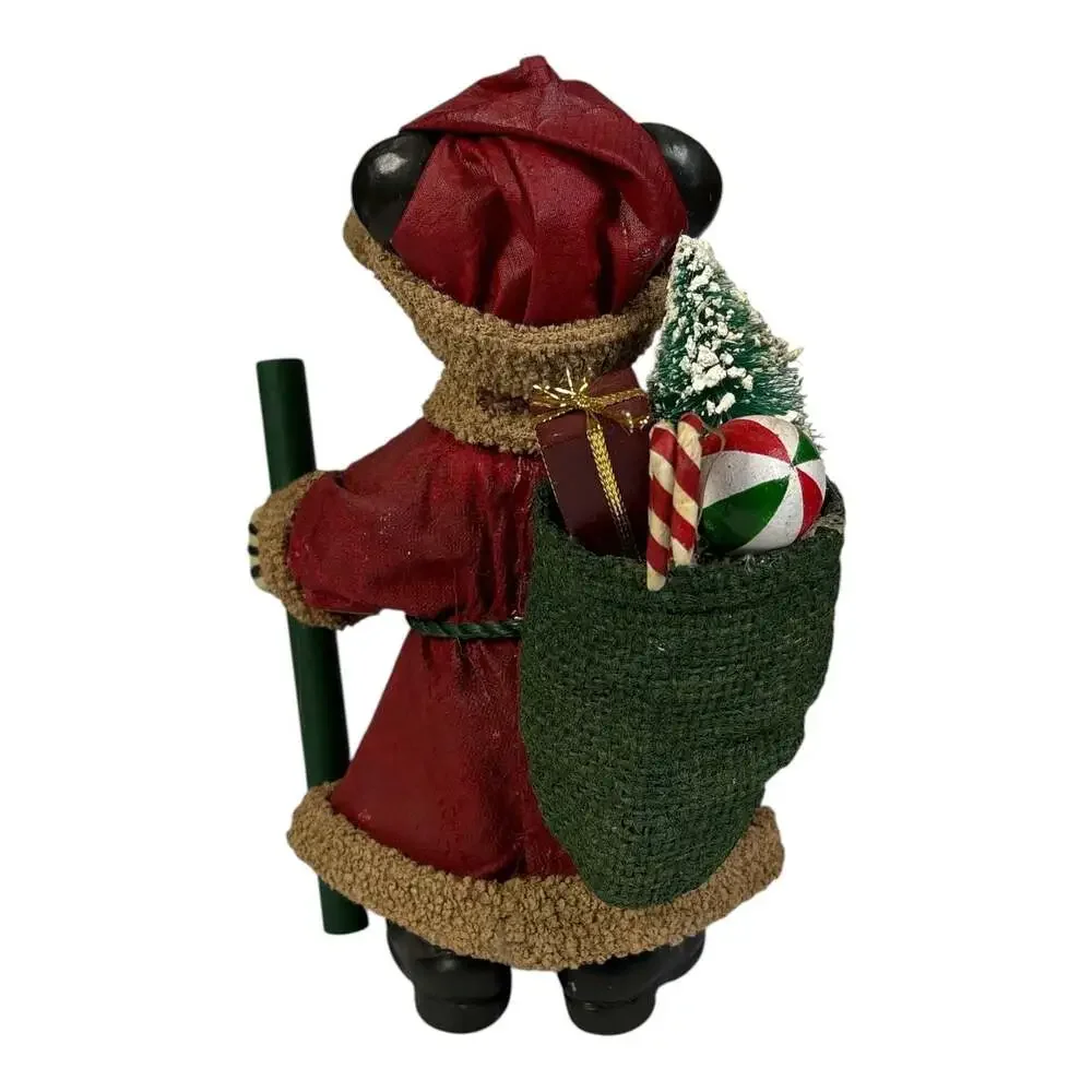 Vintage 1989 Mickey Santa Claus Fabric Mache Christmas Figurine Walt Disney Co.